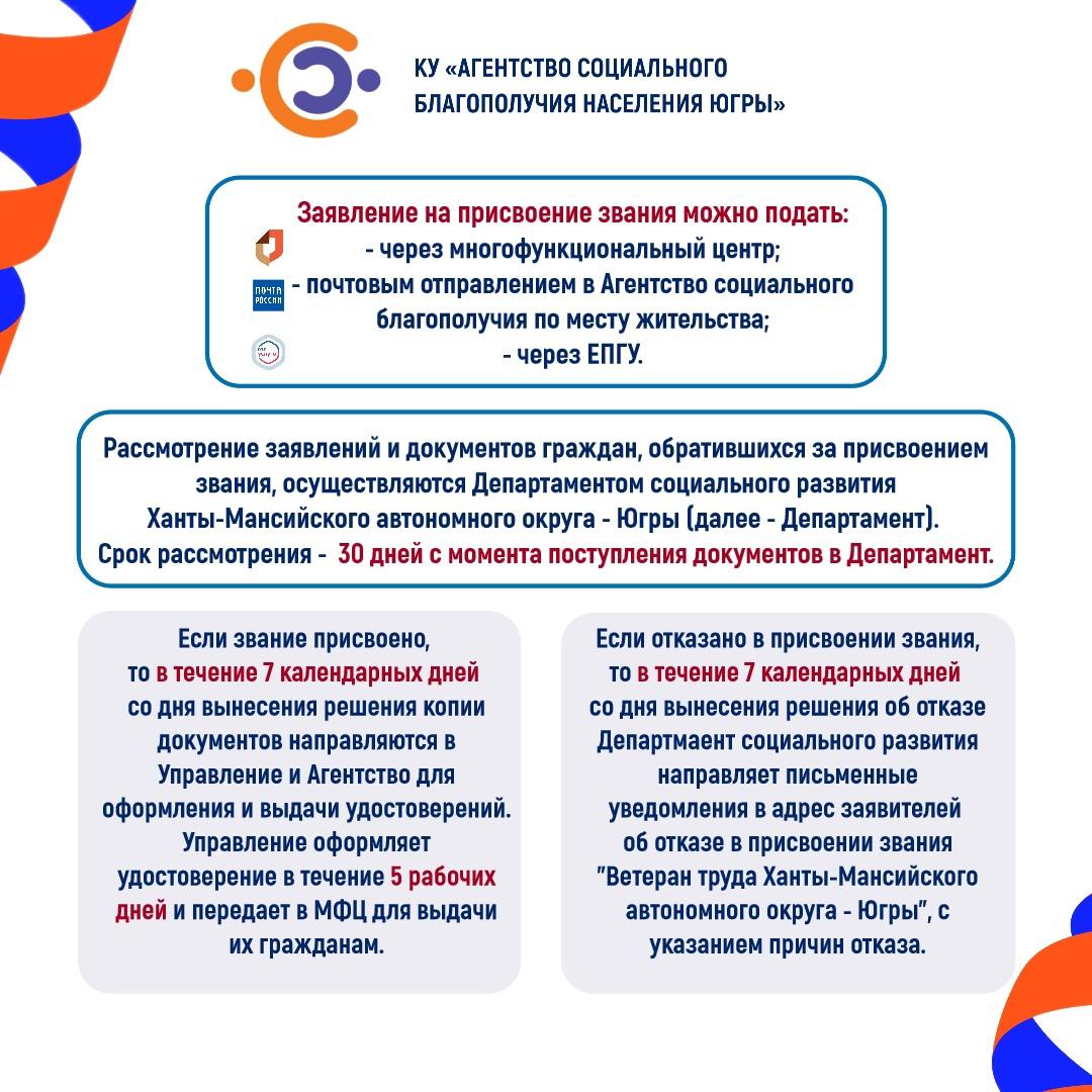 Присвоение звания «Ветеран труда Ханты-Мансийского автономного округа - Югры»