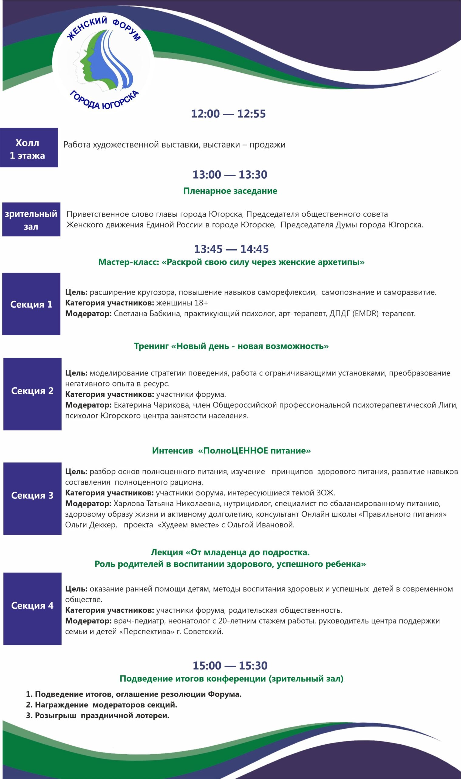 Программа Женского Форума «Здоровье женщины - благополучие нации» - Югорск  | Информационный портал города